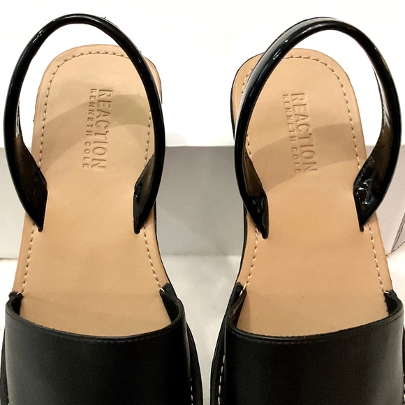 Black KENNETH COLE REACTION Open Toe Comfort Slingback Platform Sandal Sz 7 - Picture 4 of 14